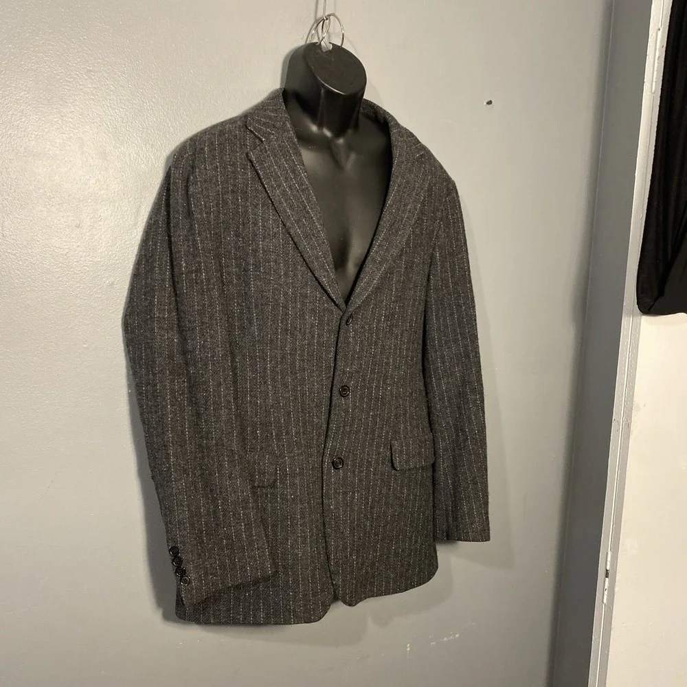 Hugo Boss Harris Tweed Pin Strip Jacket 100% Virgin Wool 42L Mens Vintage‎